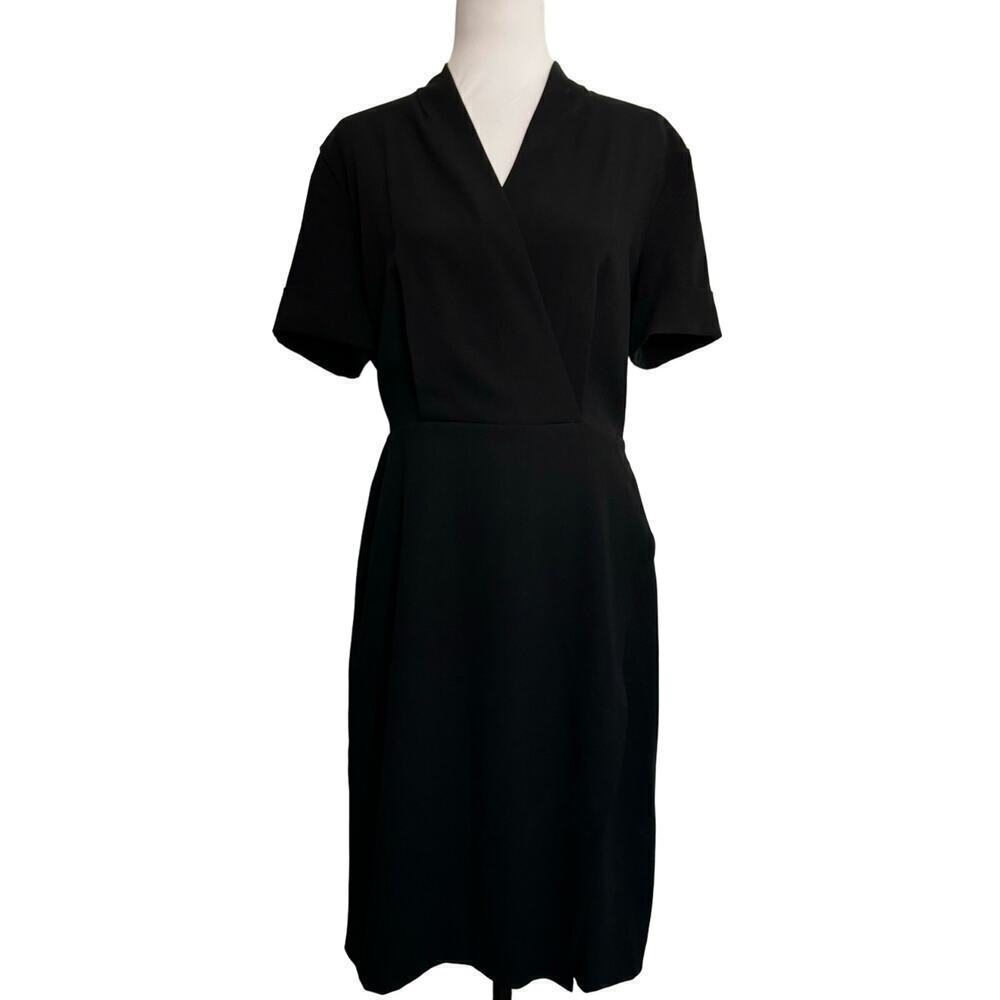 M.M. Lafleur Dress‎ Short Sleeve Cross Wrap Front Black Size 10